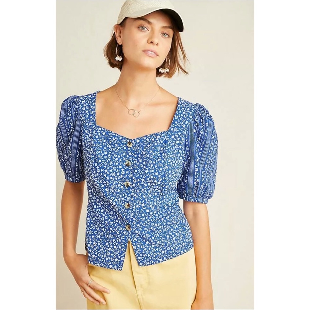 ANTHROPOLOGIE MAEVE Marta Puff-Sleeved Blouse - Picture 3 of 8